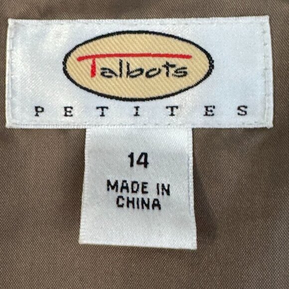 Talbots Khaki Button-Up Blazer Jacket Flap Front Pockets Career Work Wear 14P - Picture 9 of 16